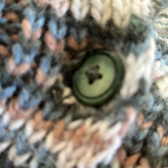 Handmade Clueless Preppy Wool Blend Boyfriend Chunky Cardigan Sweater M Pockets - Picture 6 of 7